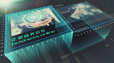 企业图文科技风三维空间AE模板