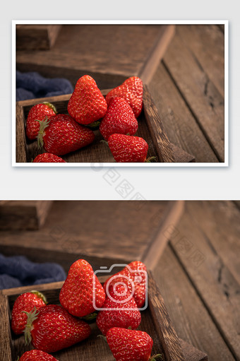 草莓酸甜水果暗调海报图片