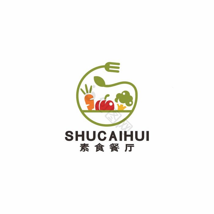 素食主义餐厅沙拉蔬菜LOGO标志VI