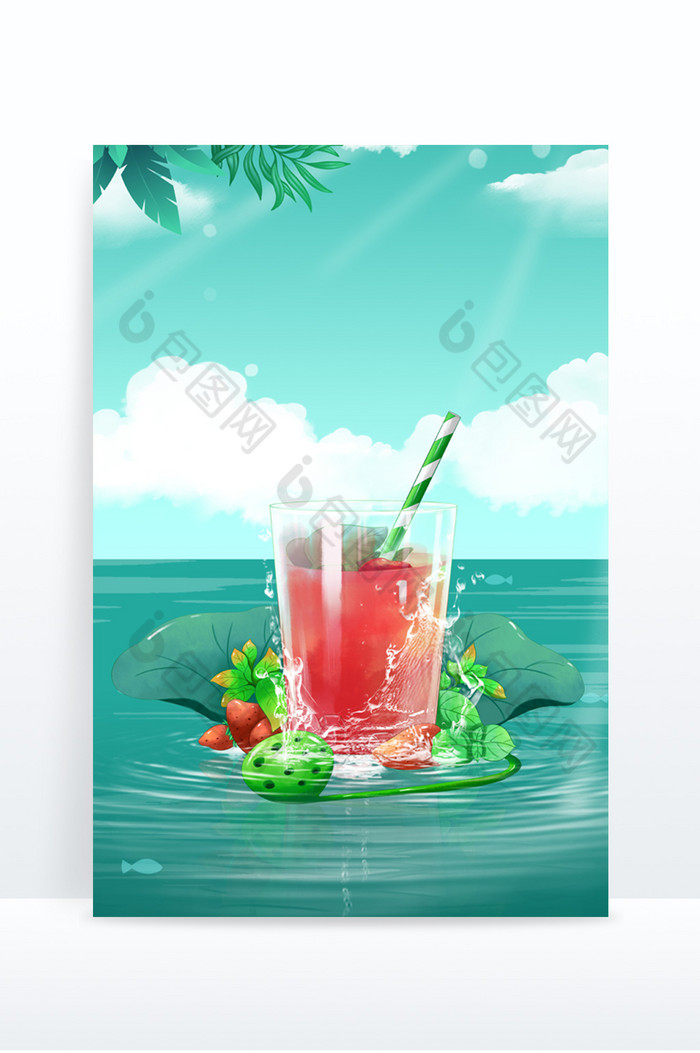 文艺夏季夏日夏天果汁大暑小暑节气图片图片