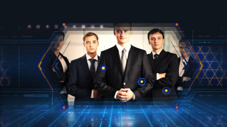 数码世界网格动画商务科技幻灯片AE模板