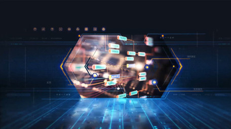 数码世界网格动画商务科技幻灯片AE模板