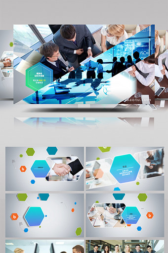 六边形图形商务企业宣传片视频AE模板图片