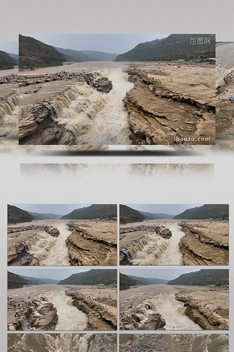 自然山西临汾壶口瀑布航拍视频图片