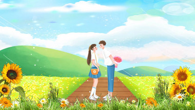 七夕简洁清新绿色创意背景视频AE模板