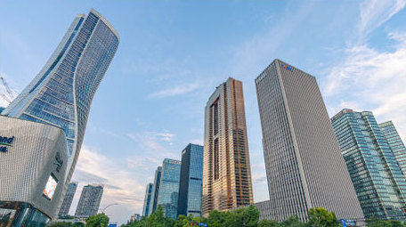 城市杭州钱江新城CBD商务楼车流8K延时