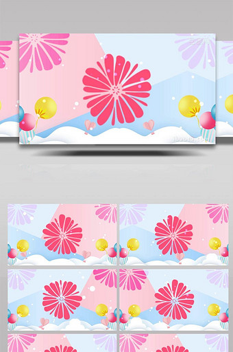 小清新粉红花朵卡通视频背景AE模板图片