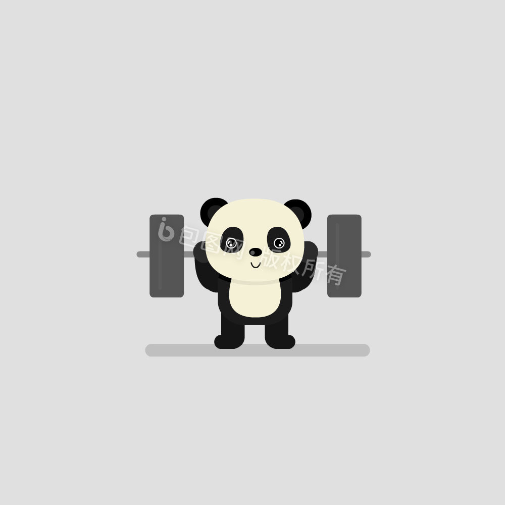 可爱卡通熊猫举重健身运动动图GIF图片