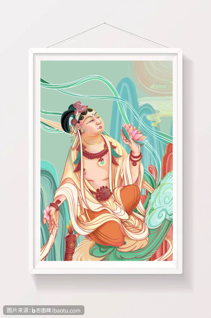 敦煌文化仙女古风唯美女神莲花仙女,包图网,图片,素材,模板,免费
