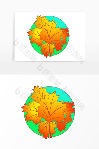 秋分卡通树叶元素图片