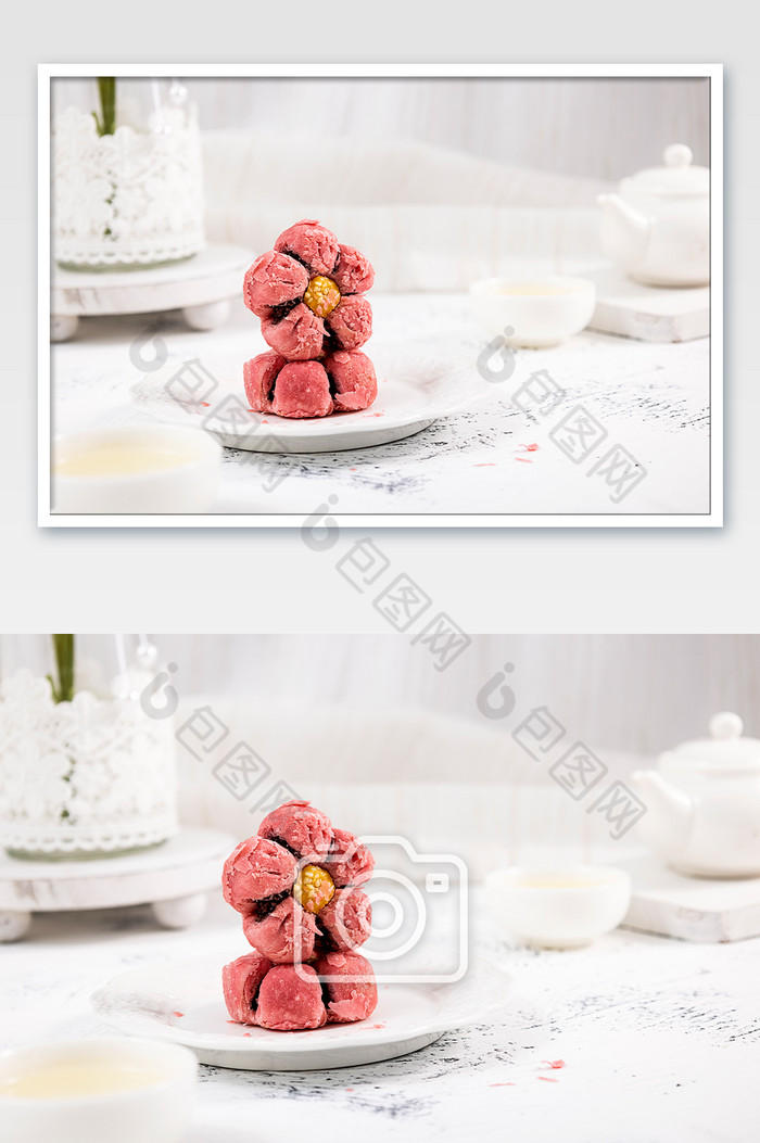 桃花酥中式甜品清新背景图片图片