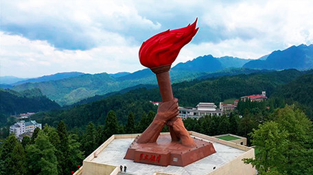 地标井冈山火炬雕塑大气航拍