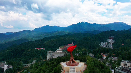 地标井冈山火炬雕塑大气航拍