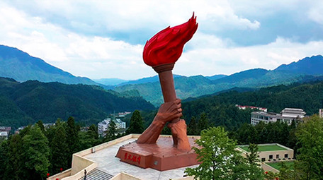 地标井冈山火炬雕塑大气航拍