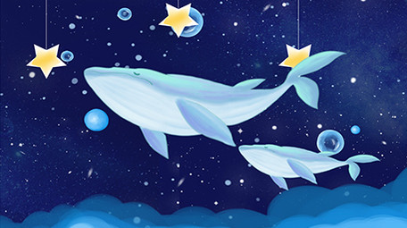 梦幻鲸鱼卡通4K背景视频AE模板