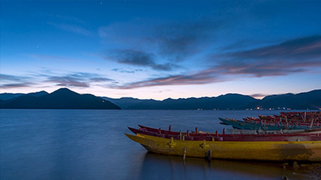 自然云南泸沽湖日出延时视频