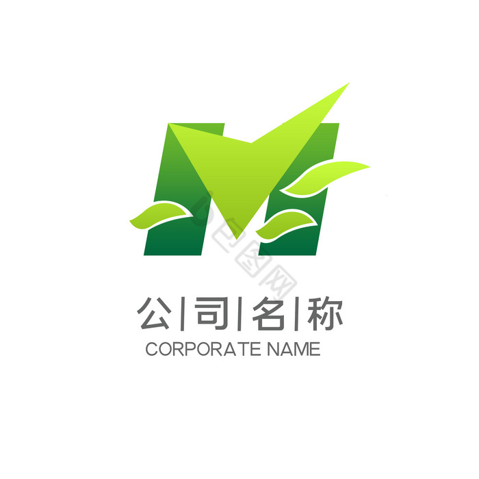 字母M树叶农林牧渔logo