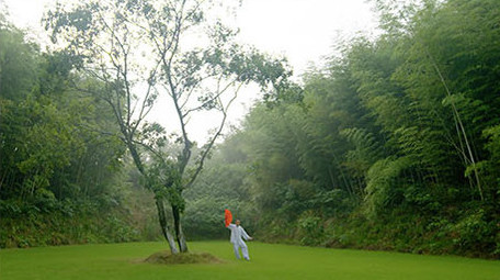 全民健身晨练老人户外太极扇运动锻炼实拍