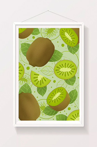绿色猕猴桃水果热带奇异果ins风小清新元素背景插画图片