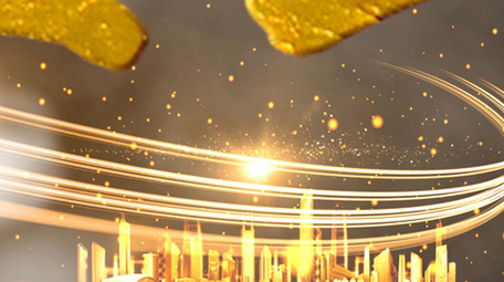 年会震撼金色扫光城市背景片头pr模板