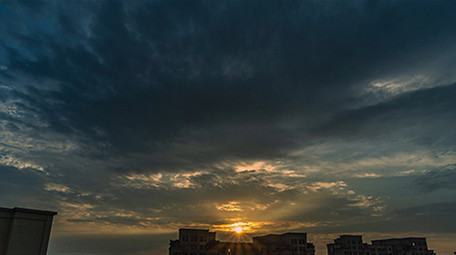 城市日出大气清晨朝阳日升天空变化延时