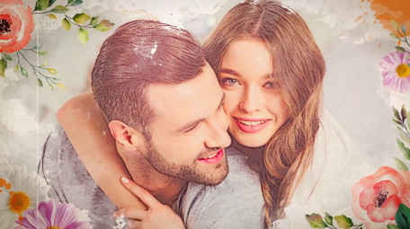 水彩花朵边框水墨晕染照片写真展示AE模板