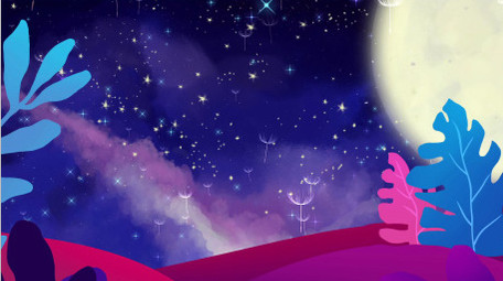 卡通星空梦幻夜景视频背景