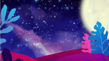 卡通星空梦幻夜景视频背景