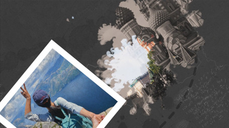 水墨晕染油漆画笔旅游探险照片展示AE模板