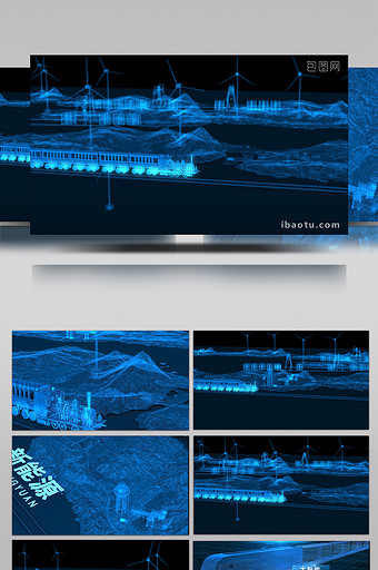 蓝色科技新能源片头AE模板图片