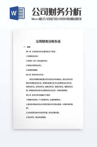 公司财务分析办法word模板图片