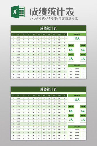 简约成绩统计表excel模板图片