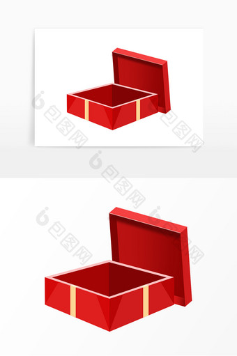 活动节日礼盒元素 电商元素红色展开礼盒图片