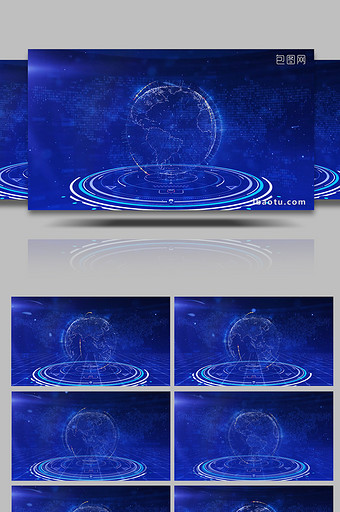 科技粒子地球旋转动态背景视频AE模板图片