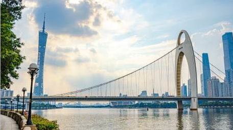 震撼阳光下的广州珠江城市地标群8K延时