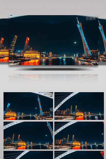 震撼广州珠江新城城市灯光秀夜景8K延时图片