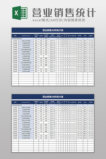 营业销售分析统计表excel模板图片