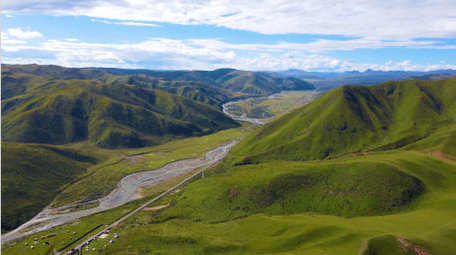 阿坝色达草原高原风景4K航拍