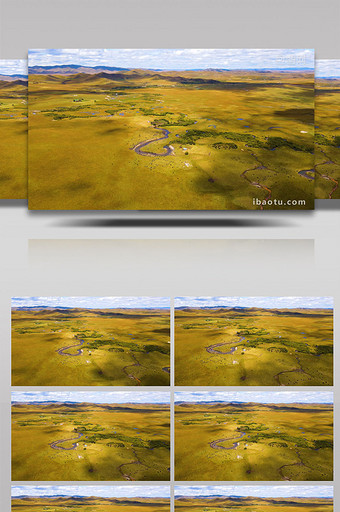 若尔盖大草原秋日自然风光4K航拍图片