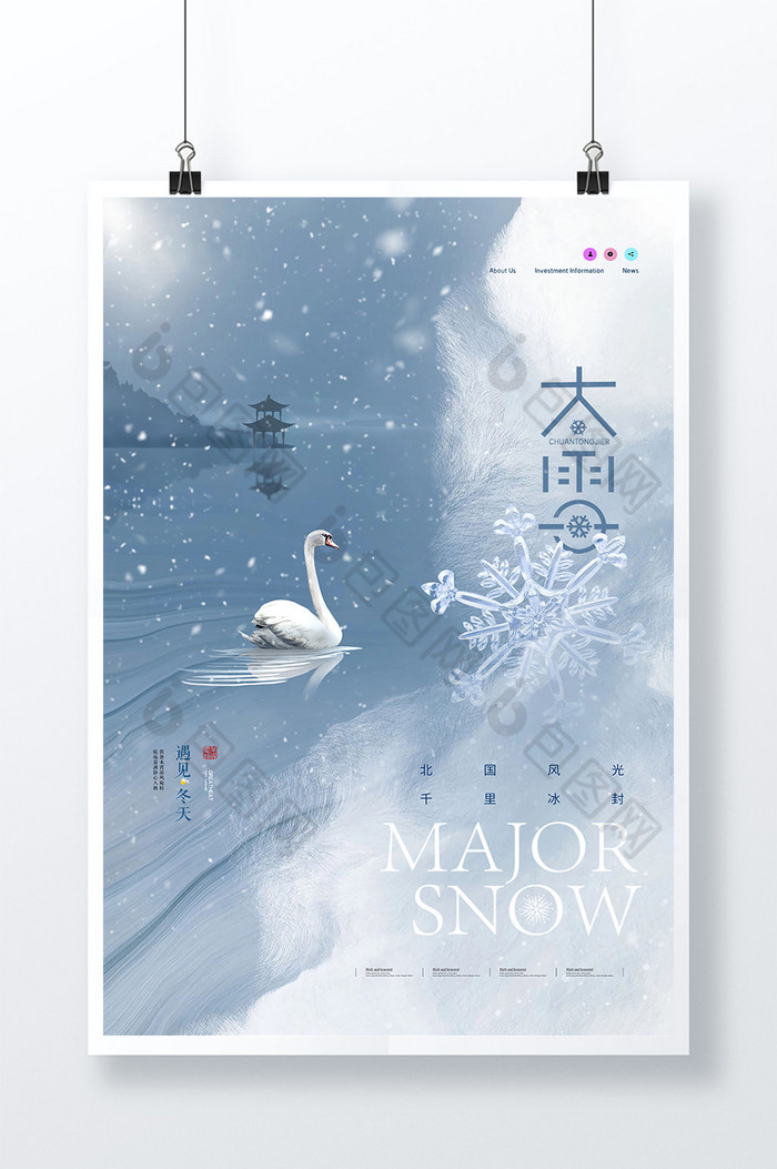 大雪天鹅意境节气图片图片