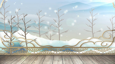 卡通冬季唯美雪景视频背景