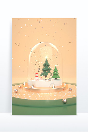 C4D圣诞水晶球创意场景图片