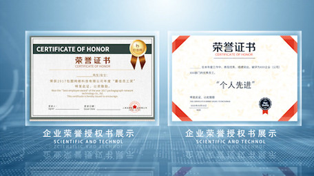 简洁明亮证书荣誉授权图片照片资质AE模板