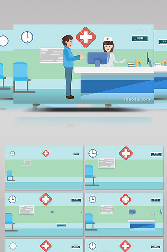 易用卡通类mg动画插画医院类病患咨询护士图片