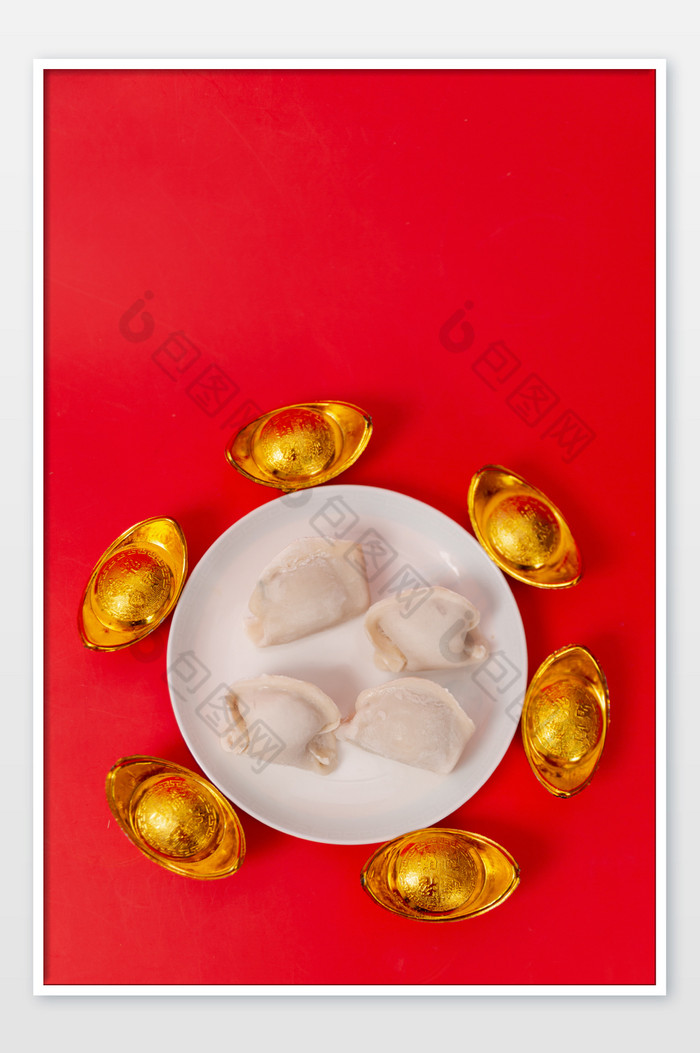 饺子立冬元宝中国红色背景图片图片