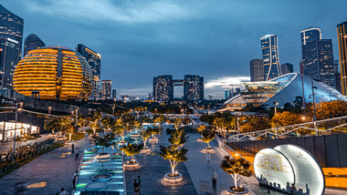 <strong>地标杭州</strong>钱江新城繁华灯光秀8K移动延时