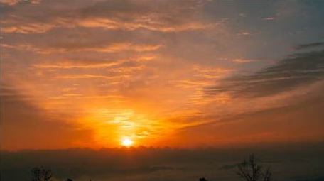 自然风光朝霞日出云海大自然实拍延时摄