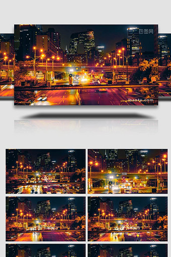 城市夜景延时北京夜晚城市车流交通灯光延时图片