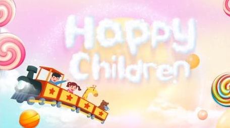 卡通梦幻天空小火车童年时光背景视频