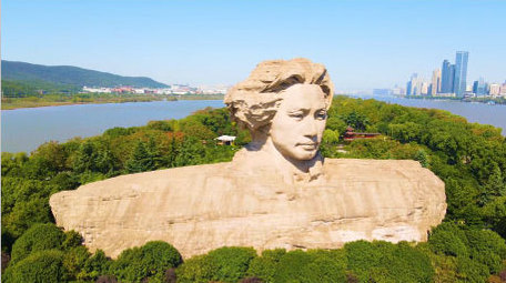 长沙橘子洲头地标建筑4K航拍